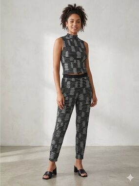 Win Win Metallic Silver Black Textured Knit Co-Ord Matching Set Made in USA